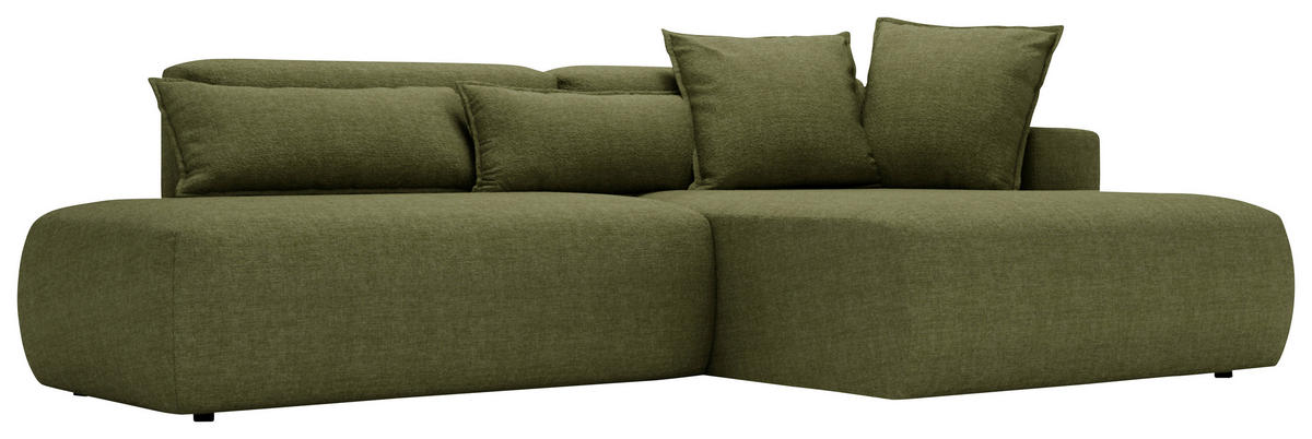 ECKSOFA Chenille Olivgrün  - Schwarz/Olivgrün, Design, Kunststoff/Textil (284/160cm) - Livetastic