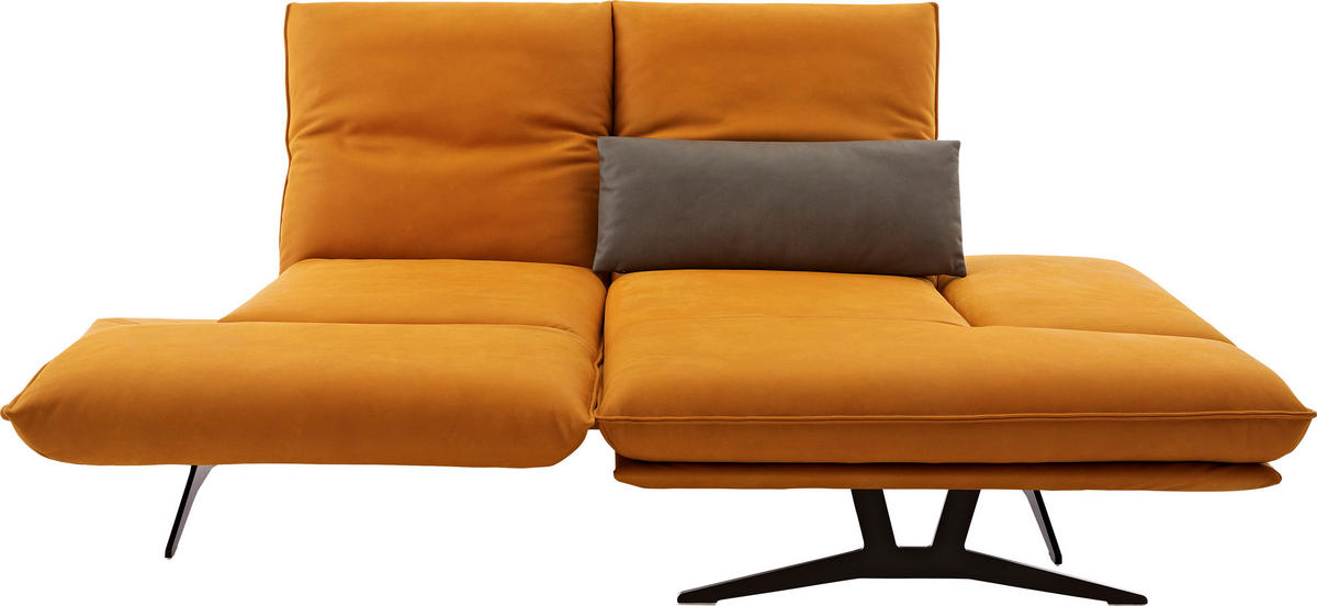 ECKSOFA in Echtleder Currygelb  - Currygelb/Schwarz, Design, Leder/Metall (210/130cm) - Dieter Knoll