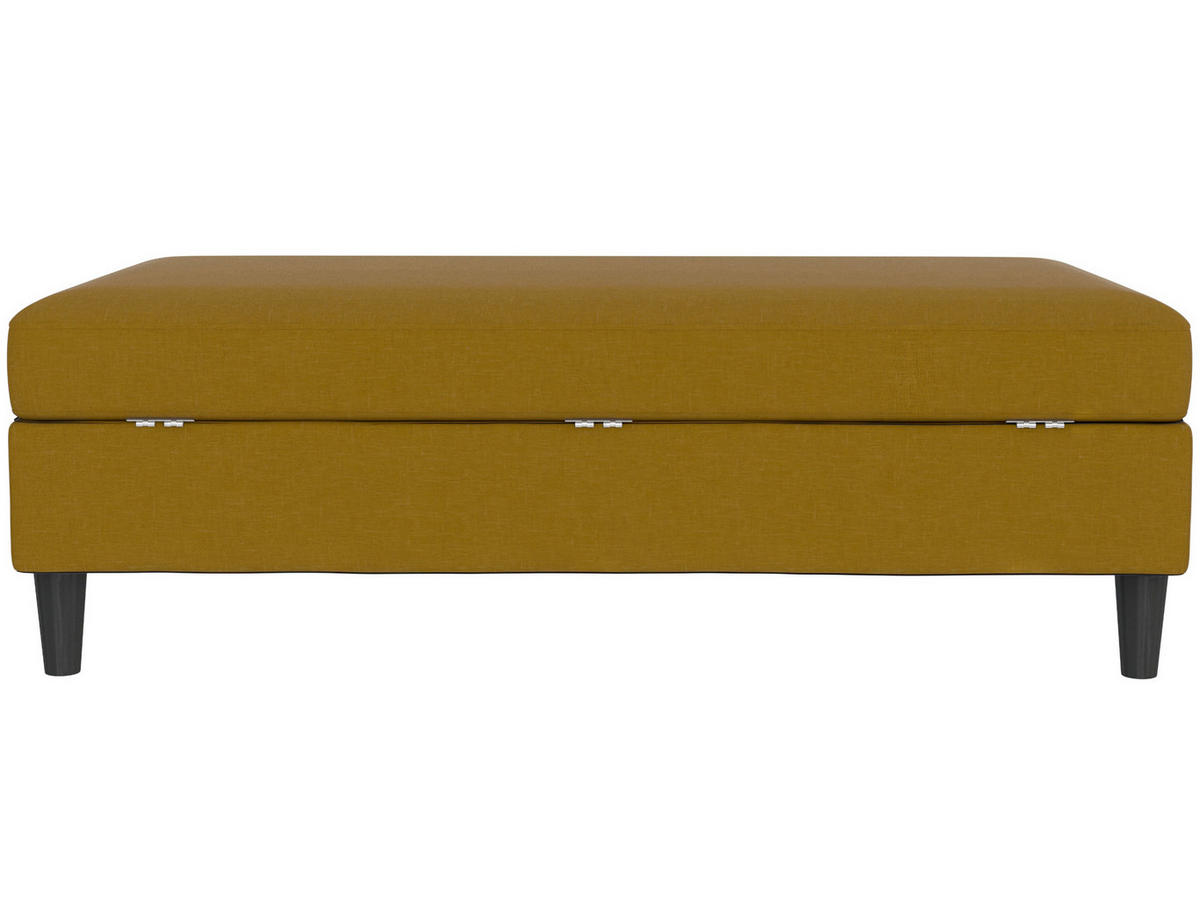 HOCKER HANNOVER Webstoff, Leinenoptik Currygelb  - Currygelb/Schwarz, Basics, Kunststoff/Textil (130/43/69cm) - Livetastic
