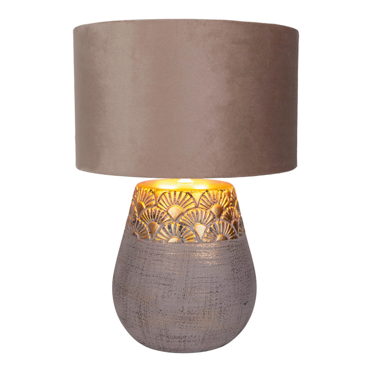 TISCHLEUCHTE 26/39 cm   - Beige/Goldfarben, LIFESTYLE, Keramik/Textil (26/39cm) - Näve
