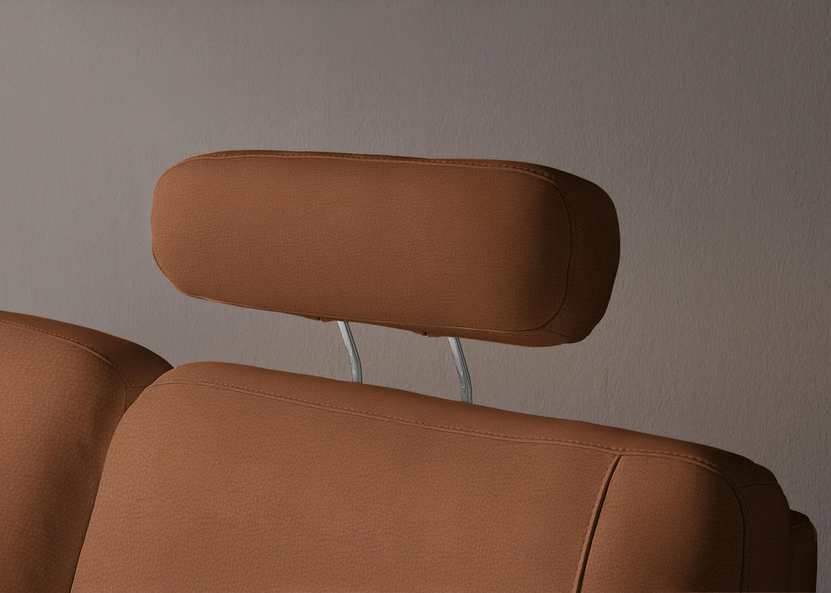 WOHNLANDSCHAFT Echtleder Cognac  - Cognac/Alufarben, Konventionell, Leder/Metall (239/329/165cm) - Beldomo Premium