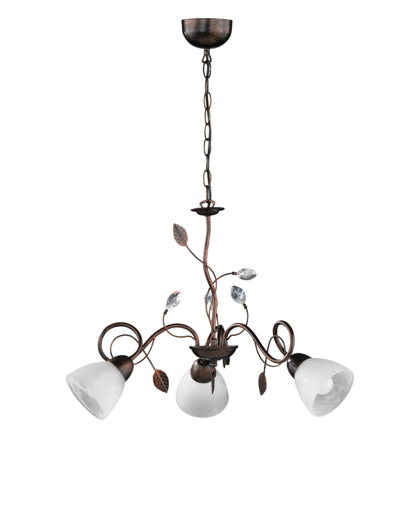 KRONLEUCHTER 70/150 cm    - Weiss/Rostfarben, Romantik / Landhaus, Glas/Metall (70/150cm) - Trio Leuchten