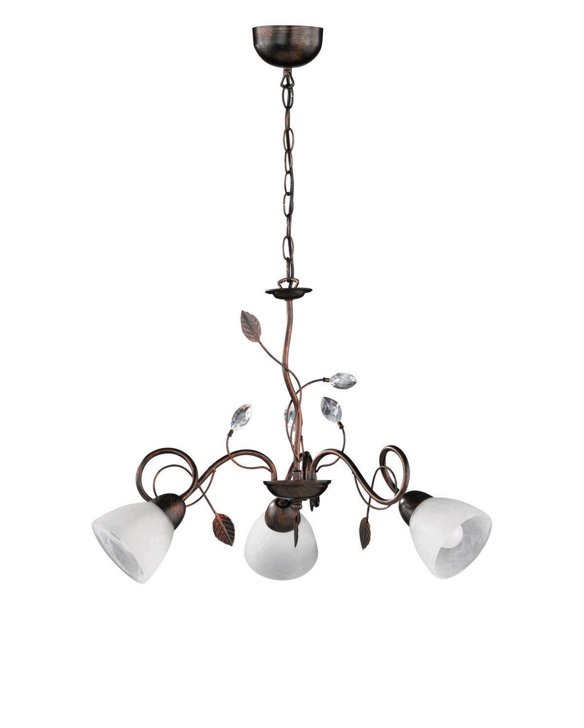 KRONLEUCHTER TRADITIO 70/150 cm   - Rostfarben/Braun, ROMANTIK / LANDHAUS, Glas/Metall (70/150cm) - Trio Leuchten