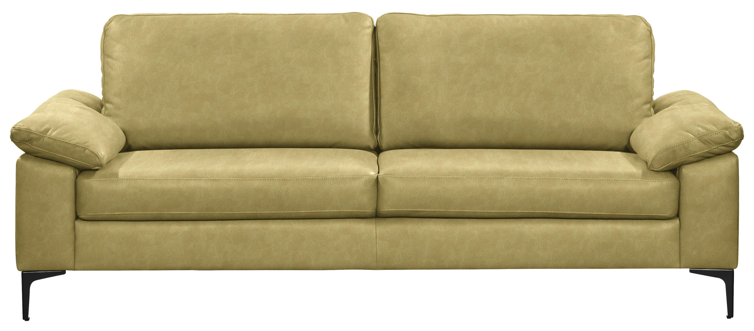 2,5-SITZER  in Echtleder Hellgrün   - Schwarz/Hellgrün, Design, Leder/Metall (204/83/97cm) - Schöner Wohnen