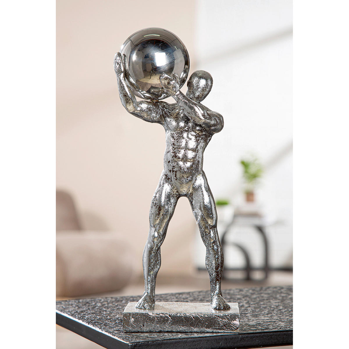 SKULPTUR - Silberfarben, Basics, Kunststoff (12/31/7cm)