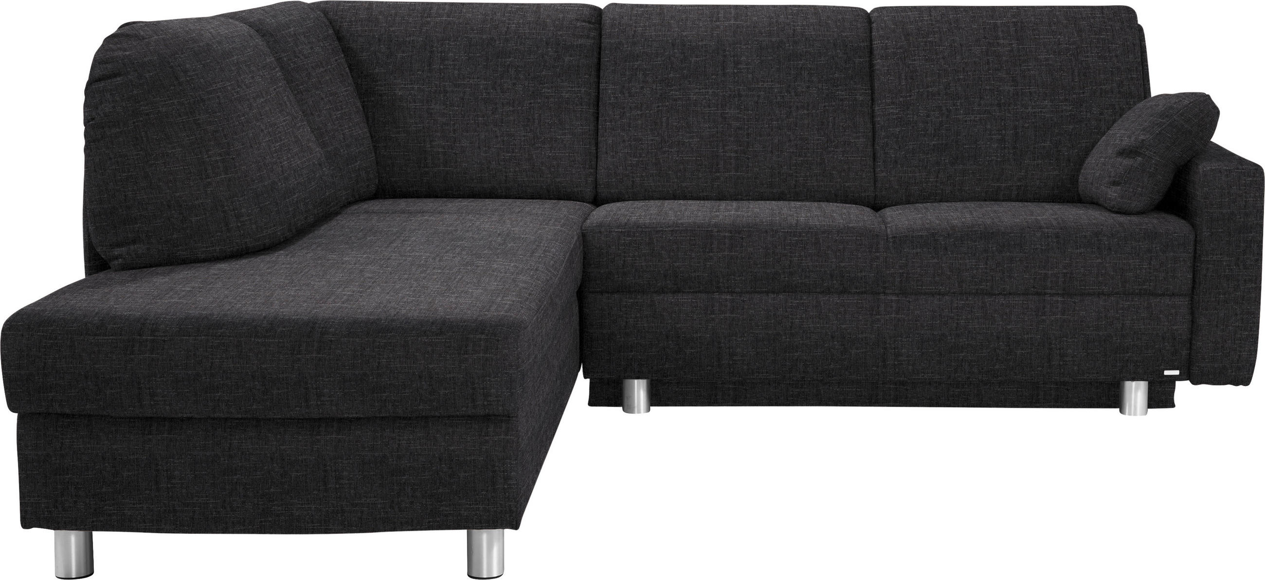 ECKSOFA 208/227 cm  in Chenille Anthrazit Zierkissen, Armlehnenkissen  208/227 cm  - Anthrazit/Alufarben, KONVENTIONELL, Textil/Metall (208/227cm) - Sedda