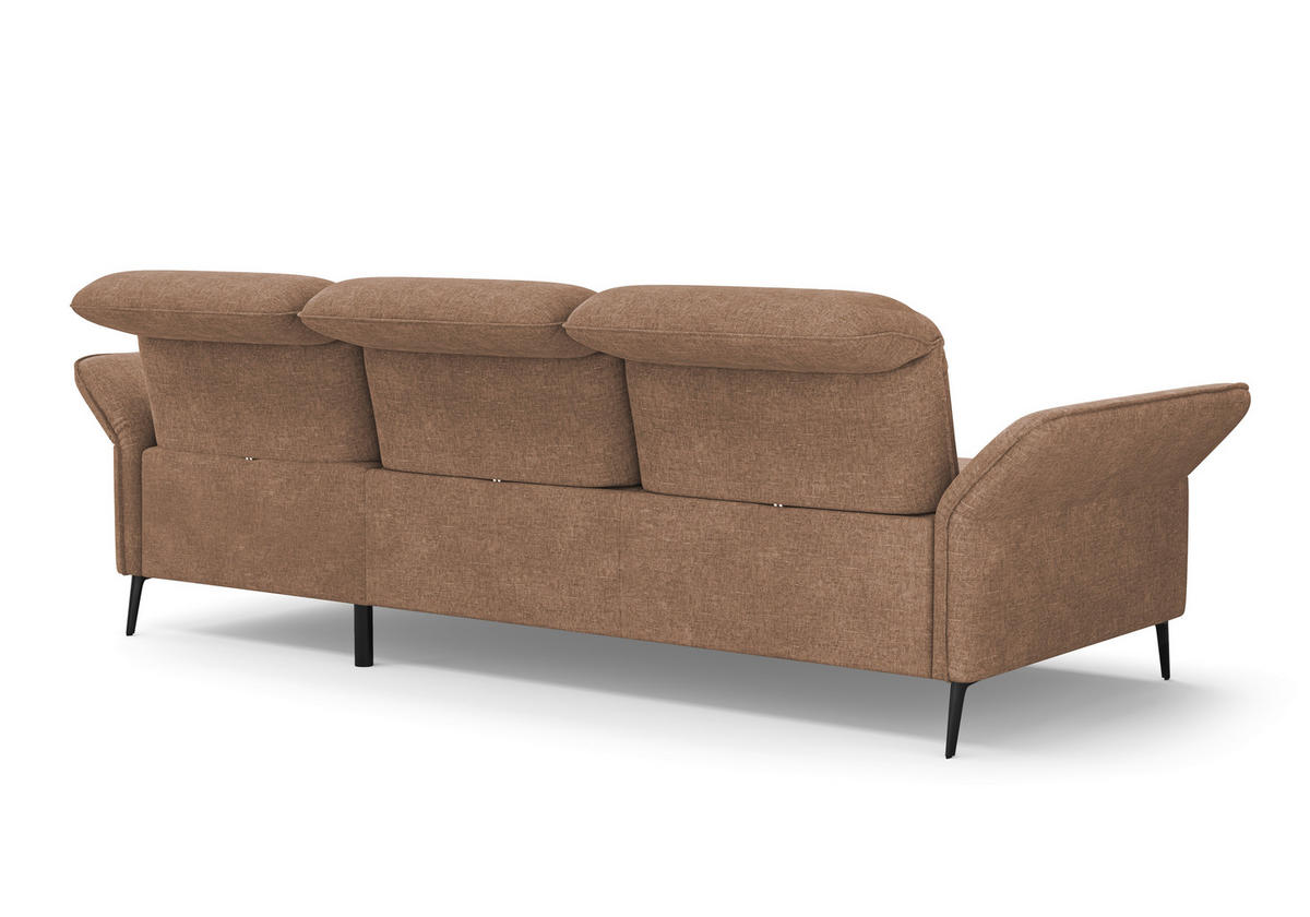 ECKSOFA in Flachgewebe Hellbraun  - Hellbraun/Schwarz, Konventionell, Textil/Metall (264/198cm) - Sit & More