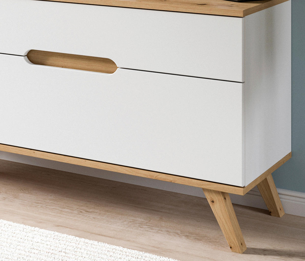 NÍZKA KOMODA, biela, farba duba, 140/60/40 cm - biela/farba duba, Design, kompozitné drevo (140/60/40cm) - MID.YOU