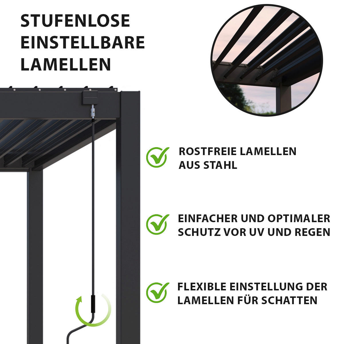 PERGOLA 530/255/300 cm Aluminium  - Anthrazit, Basics, Metall (530/255/300cm) - Gardenson