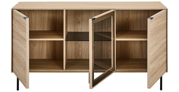 SIDEBOARD  150/80/40 cm  - Eichefarben/Schwarz, KONVENTIONELL, Glas/Holzwerkstoff (150/80/40cm) - Xora