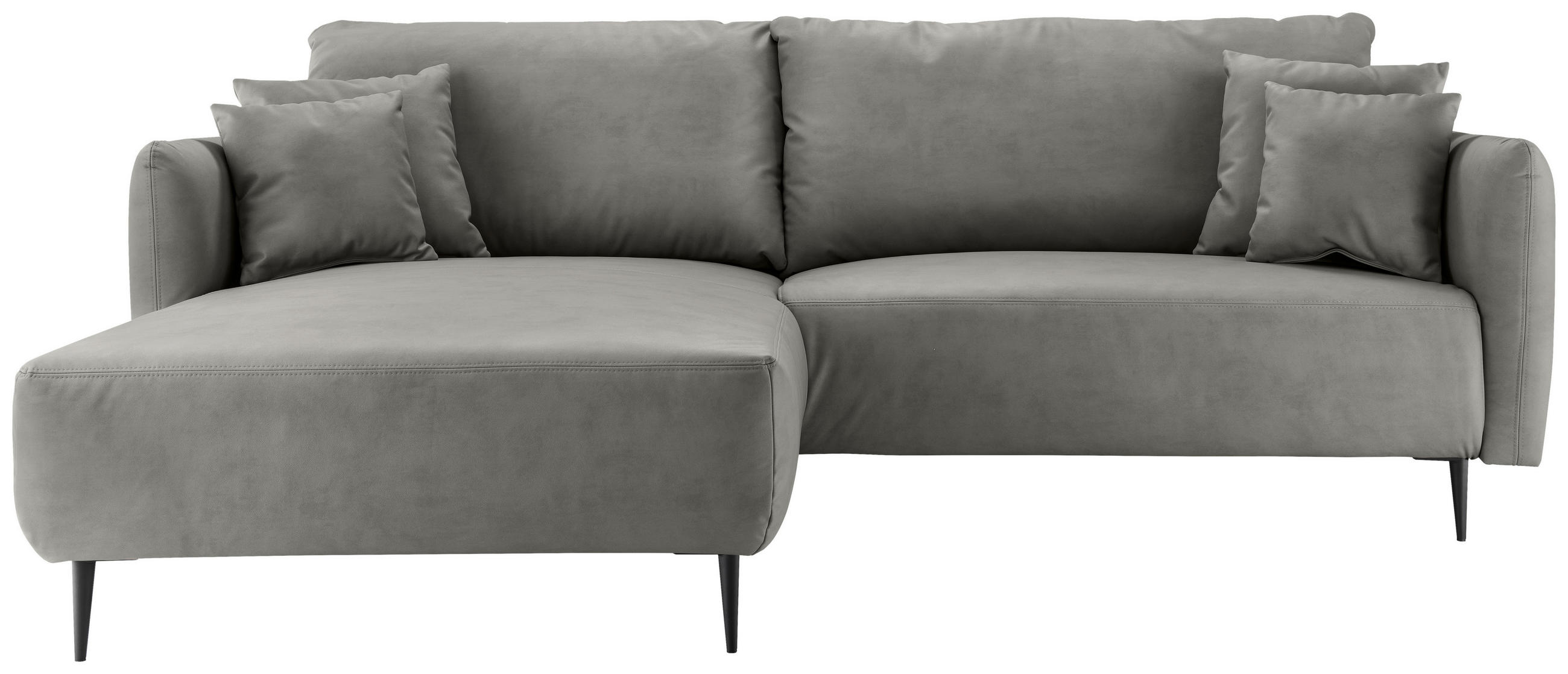 ECKSOFA in Lederlook Grau  178/264-302 cm  - Schwarz/Grau, Design, Textil/Metall (178/264-302cm) - Livetastic