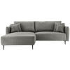 ECKSOFA Grau Lederlook  - Schwarz/Grau, Design, Textil/Metall (178/264-302cm) - Livetastic