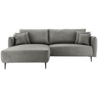 ECKSOFA Grau Lederlook  - Schwarz/Grau, Design, Textil/Metall (178/264-302cm) - Livetastic