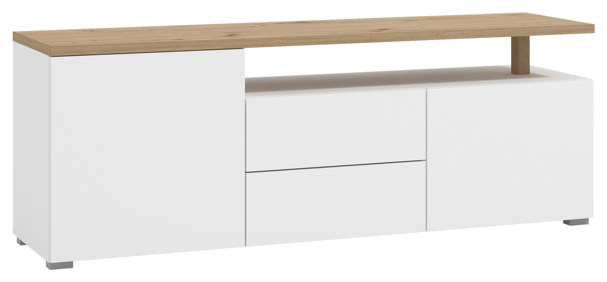 Carryhome Lowboard Weiß, Eiche Artisan 55.5x154 cm
