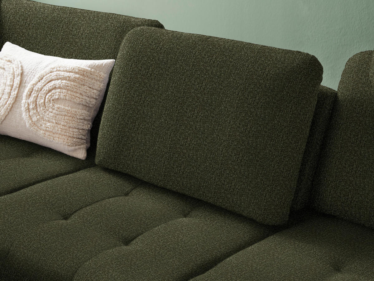 ECKSOFA in Struktur Olivgrün  - Schwarz/Olivgrün, Natur, Textil/Metall (233/288cm) - Valnatura