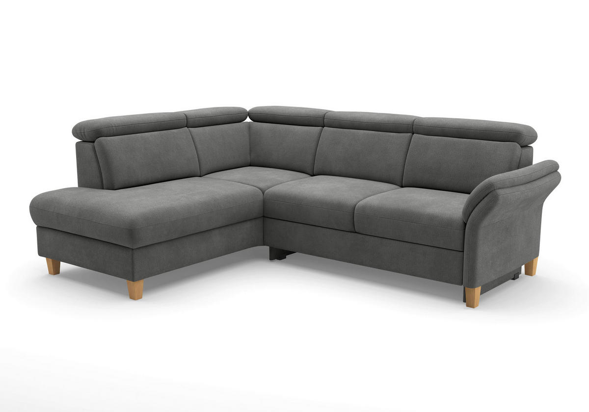 ECKSOFA Flachgewebe Grau  - Eichefarben/Grau, Konventionell, Holz/Textil (193/247cm) - Sit & More