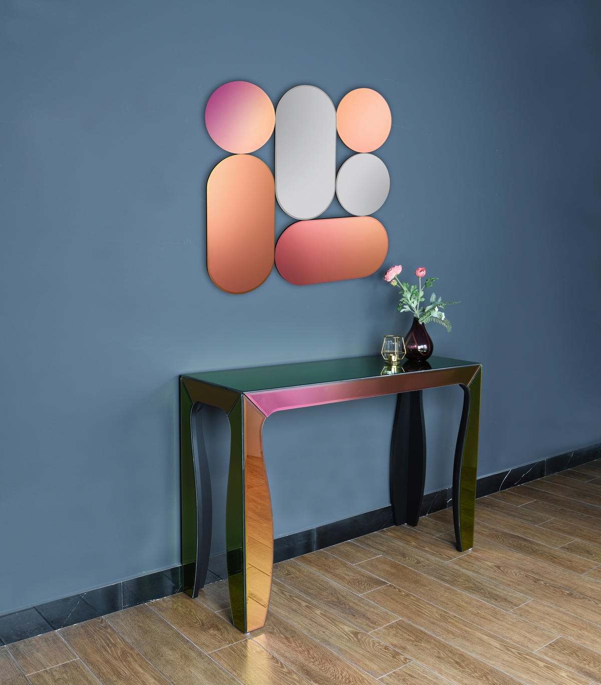 DEKOSPIEGEL 90/90/2 cm    in Freiform  - Multicolor, MODERN, Glas/Holzwerkstoff (90/90/2cm)