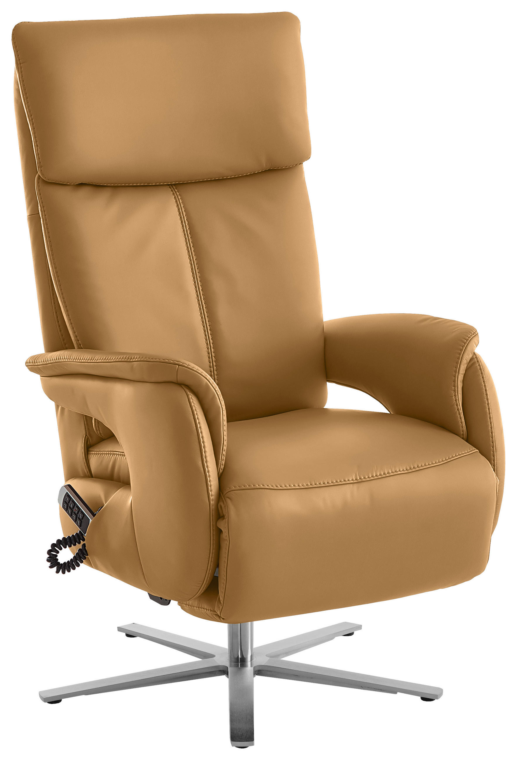 RELAXSESSEL in Leder Currygelb  - Currygelb/Edelstahlfarben, Design, Leder/Metall (70/124/85cm) - Cantus