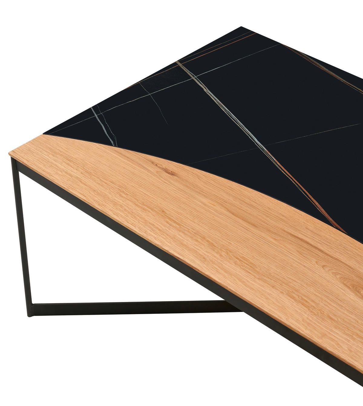 TABLE BASSE in Holz, Metall, Keramik  - noir/couleur écru, Design, céramique/métal (110/40/65cm) - Livetastic
