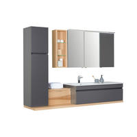 BADEZIMMER 207 cm  - Weiss/Graubraun, Modern, Glas/Holz (207cm) - Novel