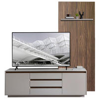 WOHNWAND  in Nussbaumfarben, Kaschmir  214/232/45 cm  - Kaschmir/Nussbaumfarben, Design, Holzwerkstoff (214/232/45cm) - Stylife