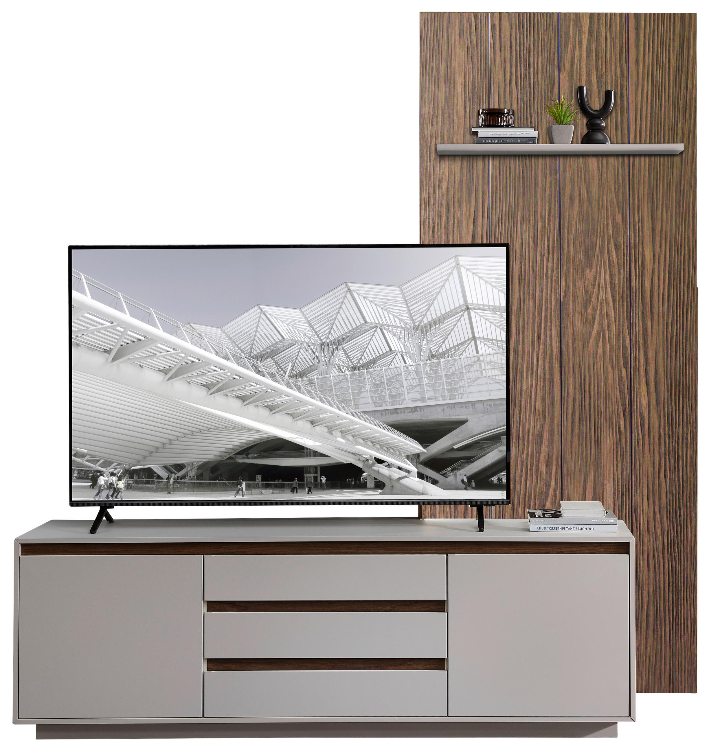 Set Mobilă Living, culoare lemn de nuc, cașmir, 214/232/45 cm