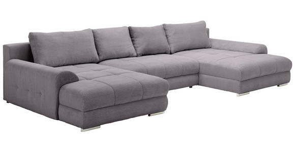 WOHNLANDSCHAFT  in Cord Graphitfarben  - Chromfarben/Graphitfarben, KONVENTIONELL, Kunststoff/Textil (180/376/180cm) - Carryhome