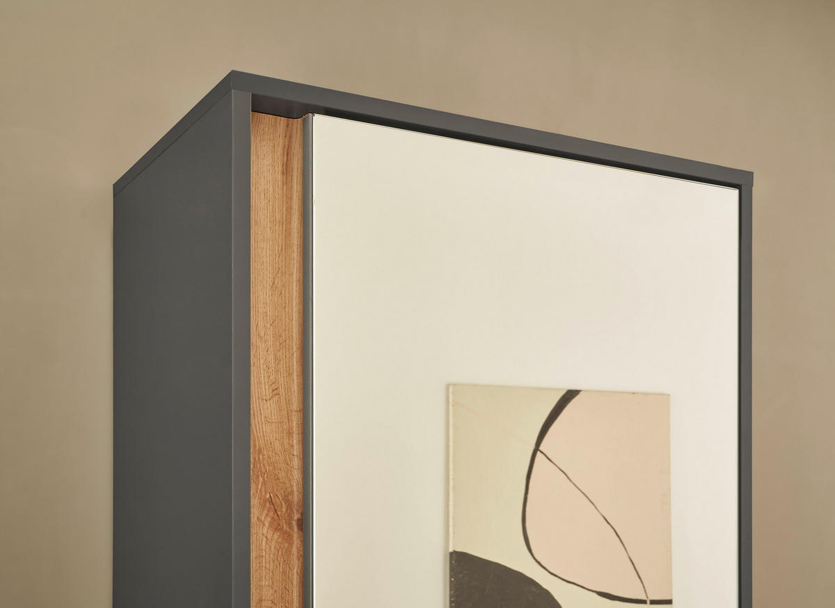 GARDEROBENSCHRANK  in 60/200/40 cm  - Anthrazit/Eiche Wotan, Design, Glas/Holzwerkstoff (60/200/40cm) - Modante