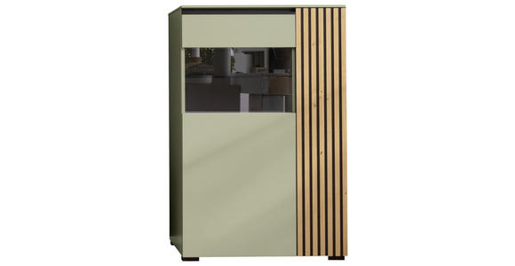 HIGHBOARD Schwarz, Wildeiche, Schilfgrün 87/136/45 cm - Schilfgrün/Wildeiche, Design, Glas/Holz (87/136/45cm) - Moderano