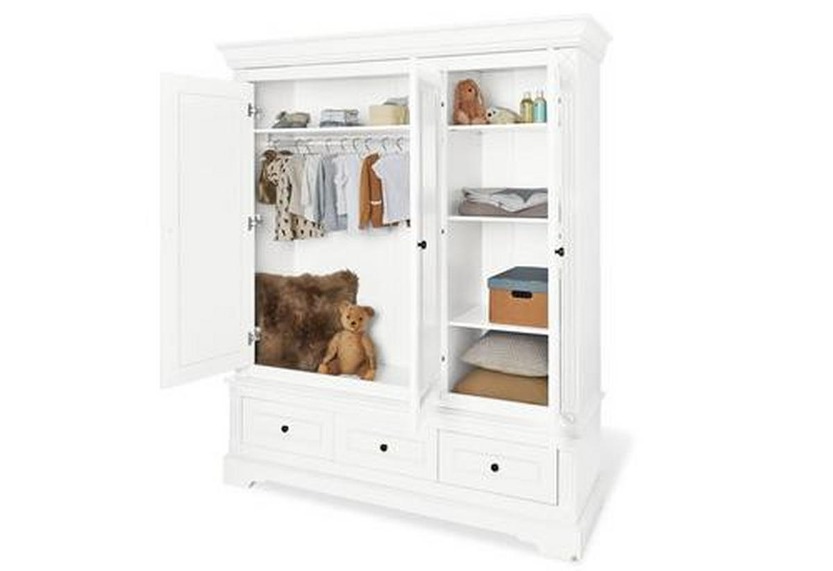BABYKLEIDERSCHRANK PINOLINO EMILIA Weiß  - Anthrazit/Weiß, ROMANTIK / LANDHAUS, Holzwerkstoff/Metall (178/208/58cm) - Pinolino