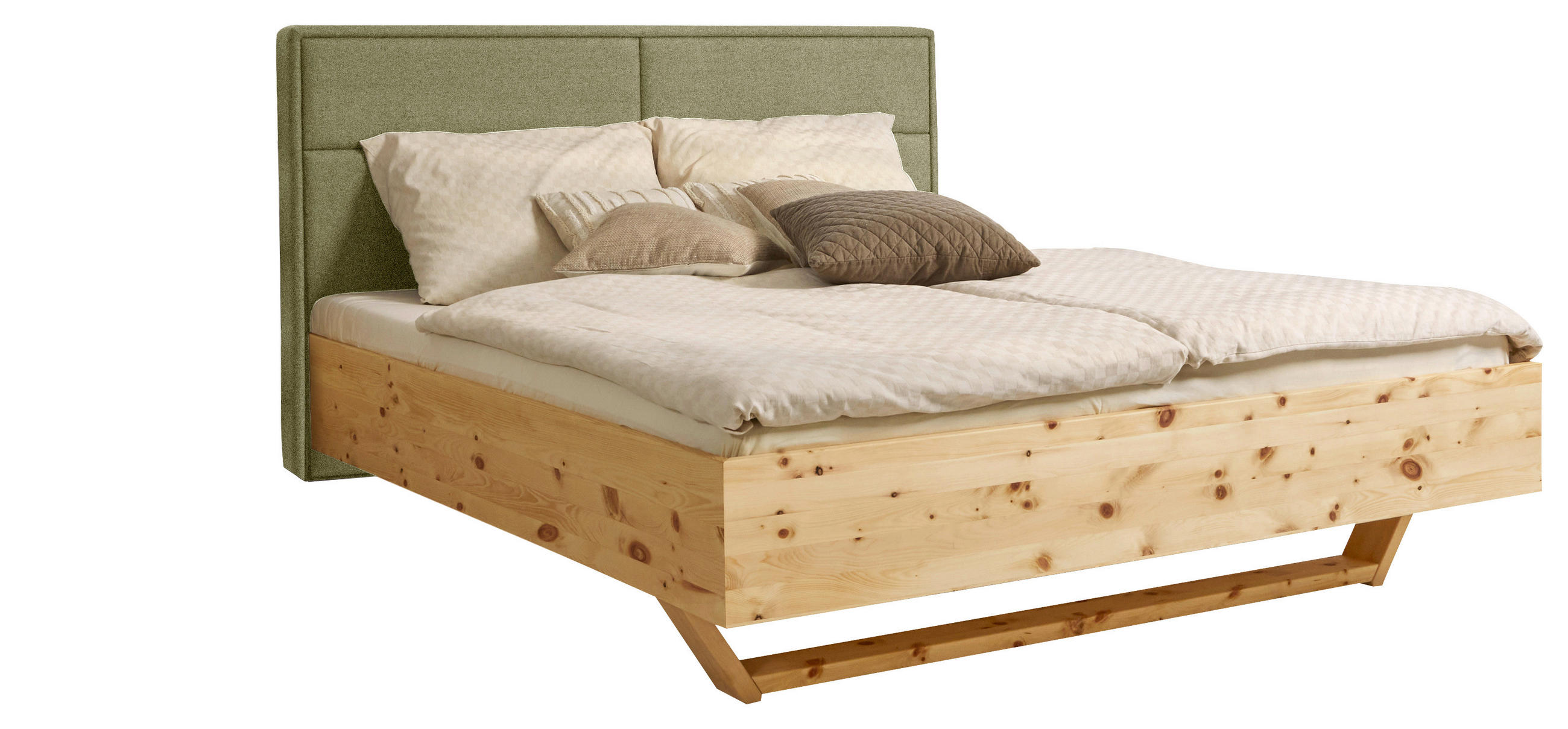 BETT 180/200 cm  in Grün, Zirbelkieferfarben  - Zirbelkieferfarben/Grün, Natur, Holz/Textil (180/200cm) - Valnatura