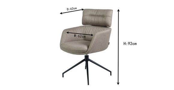 ARMLEHNSTUHL  Stoffauswahl, Sitzfläche 360° drehbar, automatische Rückholfunktion Webstoff  Grau  - Schwarz/Grau, Design, Textil/Metall (62/92/66cm) - Dieter Knoll
