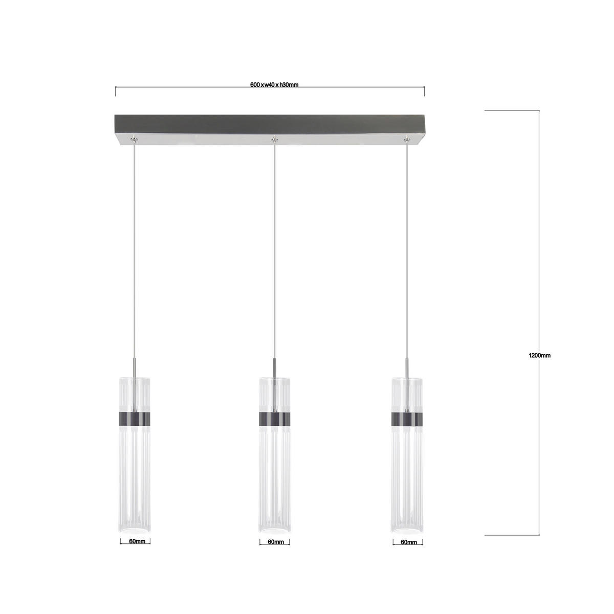 LED-HÄNGELEUCHTE Ambiente 120/60/6 cm  - Chromfarben, Design, Kunststoff (120/60/6cm)