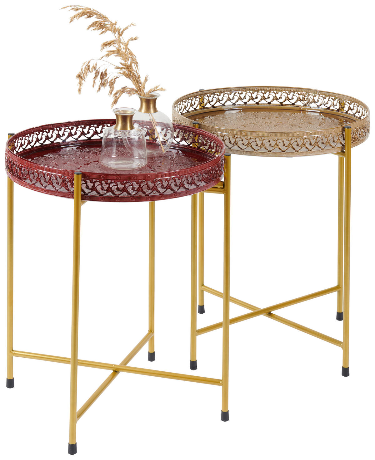 ODKLÁDACÍ STOLEK, zelená - zelená/barvy zlata, Trend, kov (43/43/50cm) - Ambia Home