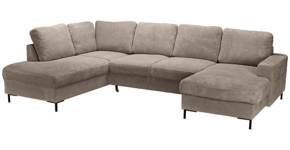 WOHNLANDSCHAFT Taupe Cord  - Taupe/Schwarz, KONVENTIONELL, Textil/Metall (197/303/148cm) - Carryhome