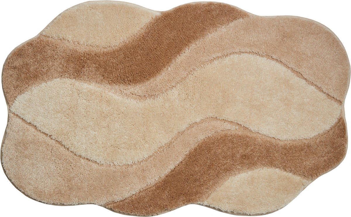 BADTEPPICH Weiß, Beige 60/100 cm  - Beige/Weiß, Basics, Kunststoff/Textil (60/100cm) - Grund
