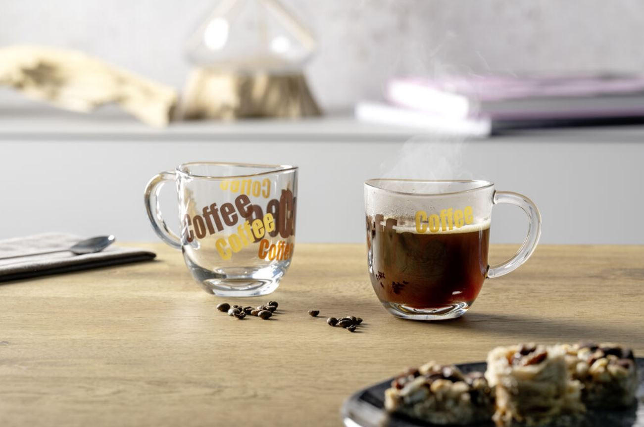SKLENICE NA KÁVU - průhledné/hnědá, Konvenční, sklo (280ml) - Leonardo