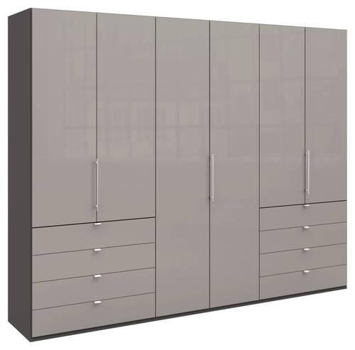 FALTTÜRENSCHRANK 300/236/58 cm 3-türig Dunkelgrau, Hellgrau  - Chromfarben/Dunkelgrau, KONVENTIONELL, Glas/Holzwerkstoff (300/236/58cm) - Venda