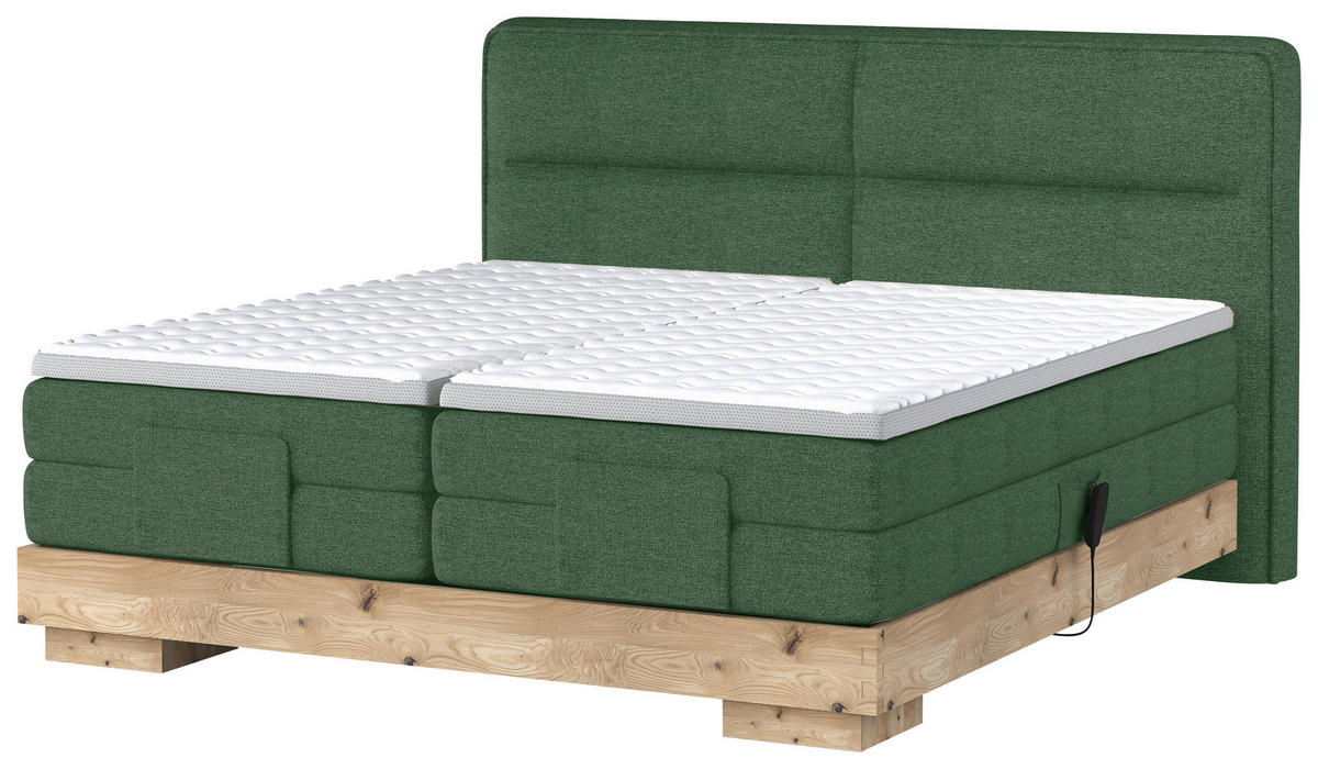 BOXSPRINGBETT 180/200 cm  in Grün, Eichefarben  - Eichefarben/Grün, Natur, Holz/Holzwerkstoff (180/200cm) - Valnatura