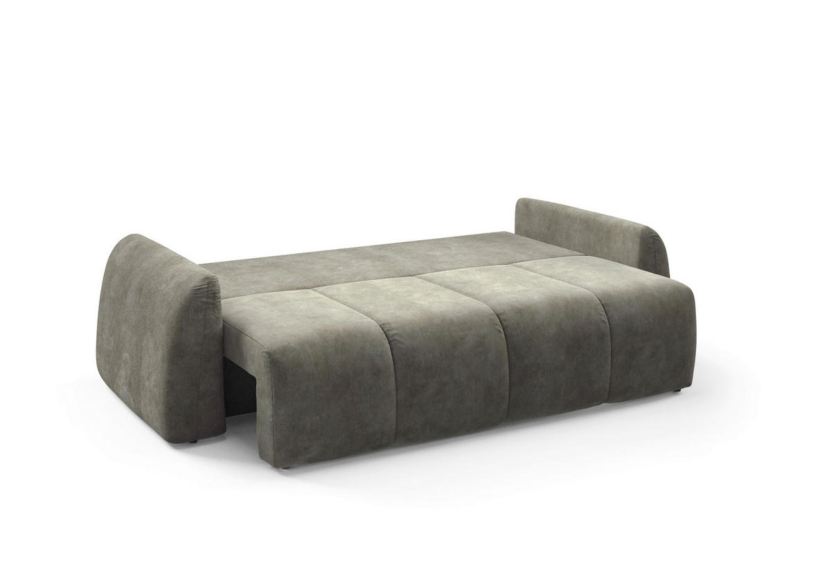 SCHLAFSOFA GERONIMO in Velours Grau  - Schwarz/Grau, Design, Kunststoff/Textil (252/93/167cm) - Livetastic