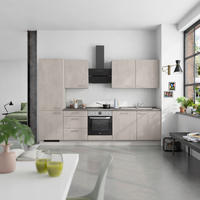 KÜCHENBLOCK Riva 300 cm  in Grau, Schieferfarben  - Schieferfarben/Edelstahlfarben, MODERN, Holzwerkstoff/Metall (300cm) - Nobilia