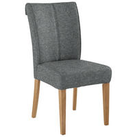 STUHL  Typenauswahl Jacquard, Flachgewebe  Dunkelgrau  - Dunkelgrau/Eichefarben, Natur, Holz/Textil (48/97/60,5cm) - Moderano