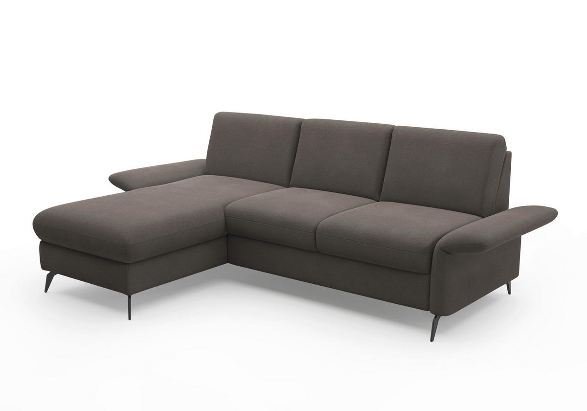 ECKSOFA in Flachgewebe Graphitfarben  164/251 cm  - Schwarz/Graphitfarben, KONVENTIONELL, Textil/Metall (164/251cm) - Sit & More