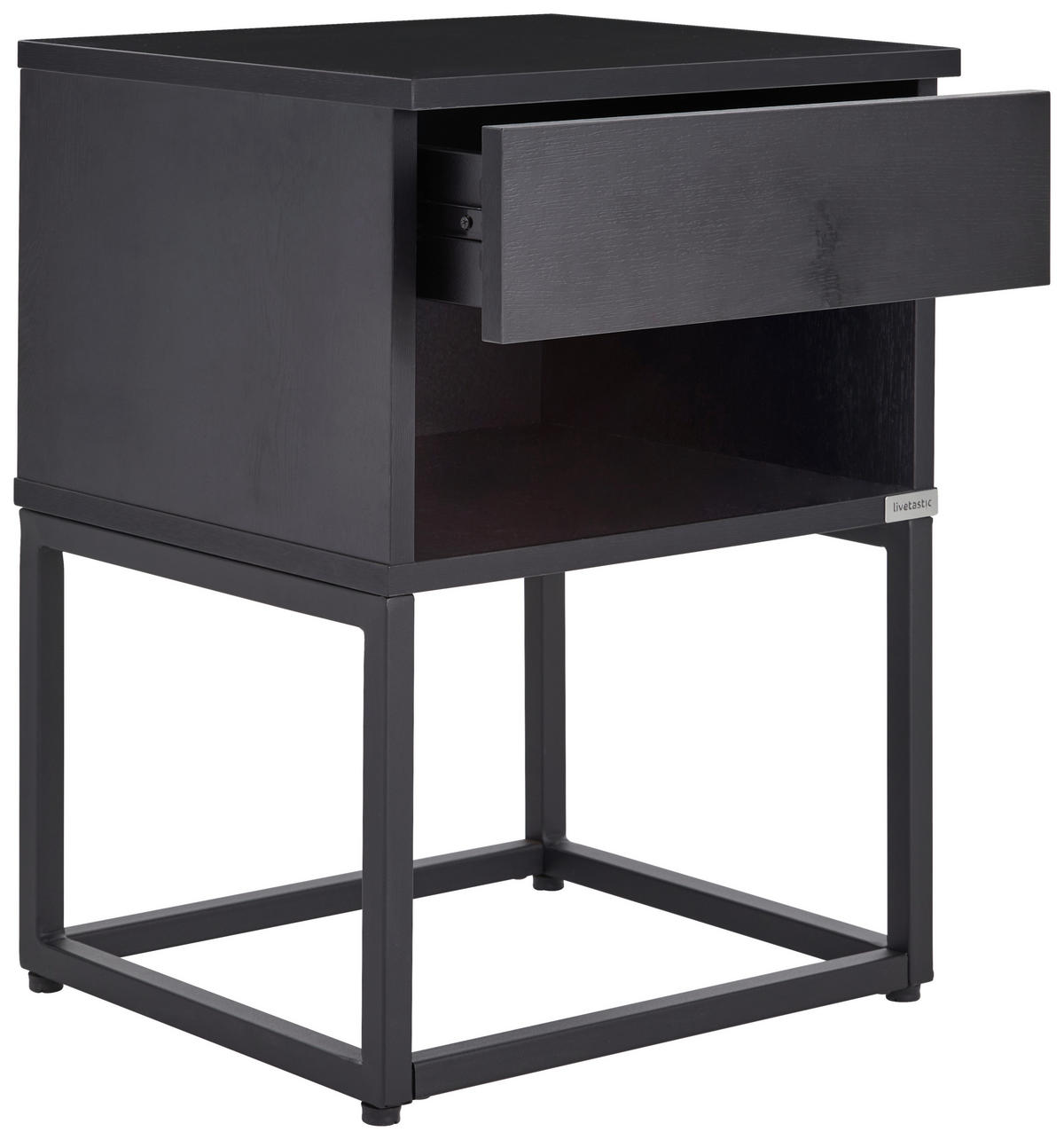 NACHTSCHRANK 40/55/35 cm  - Schwarz, MODERN, Holzwerkstoff/Metall (40/55/35cm) - Livetastic