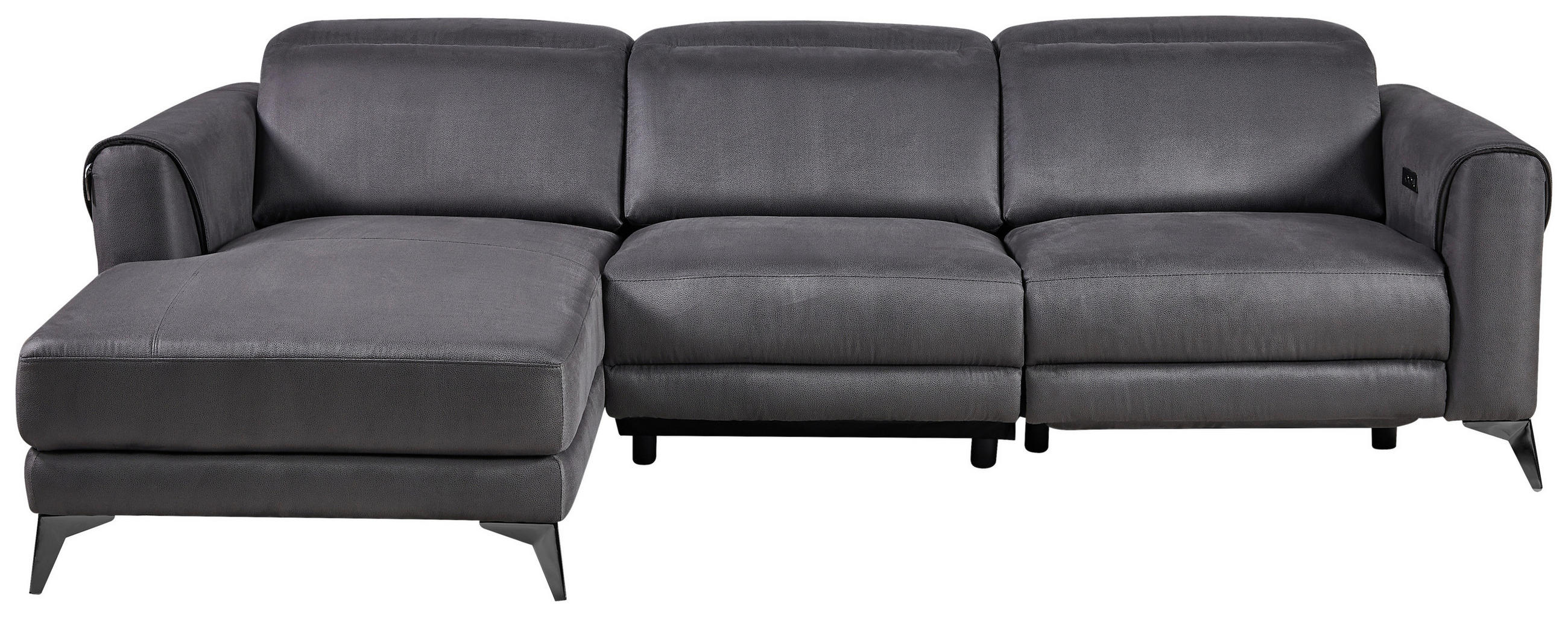 ECKSOFA Grau Mikrofaser  - Schwarz/Grau, Design, Textil/Metall (169/273cm) - Livetastic