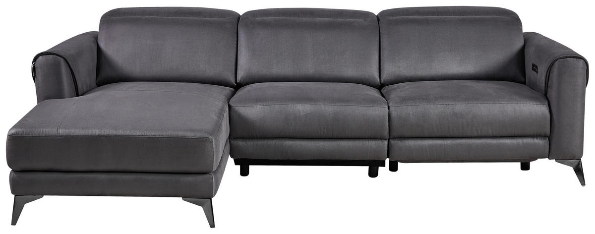 ECKSOFA Grau Mikrofaser  - Schwarz/Grau, Design, Textil/Metall (169/273cm) - Livetastic