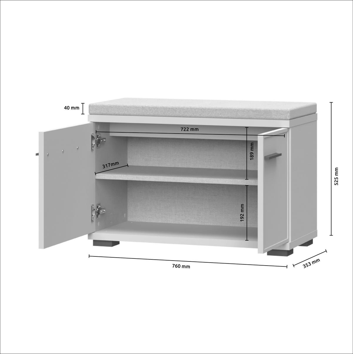 KLUPA ZA PREDSOBLJE   plastika, tekstil, pločasti materijal  - Moderno, tekstil/pločasti materijal (76/53/36cm) - Voleo