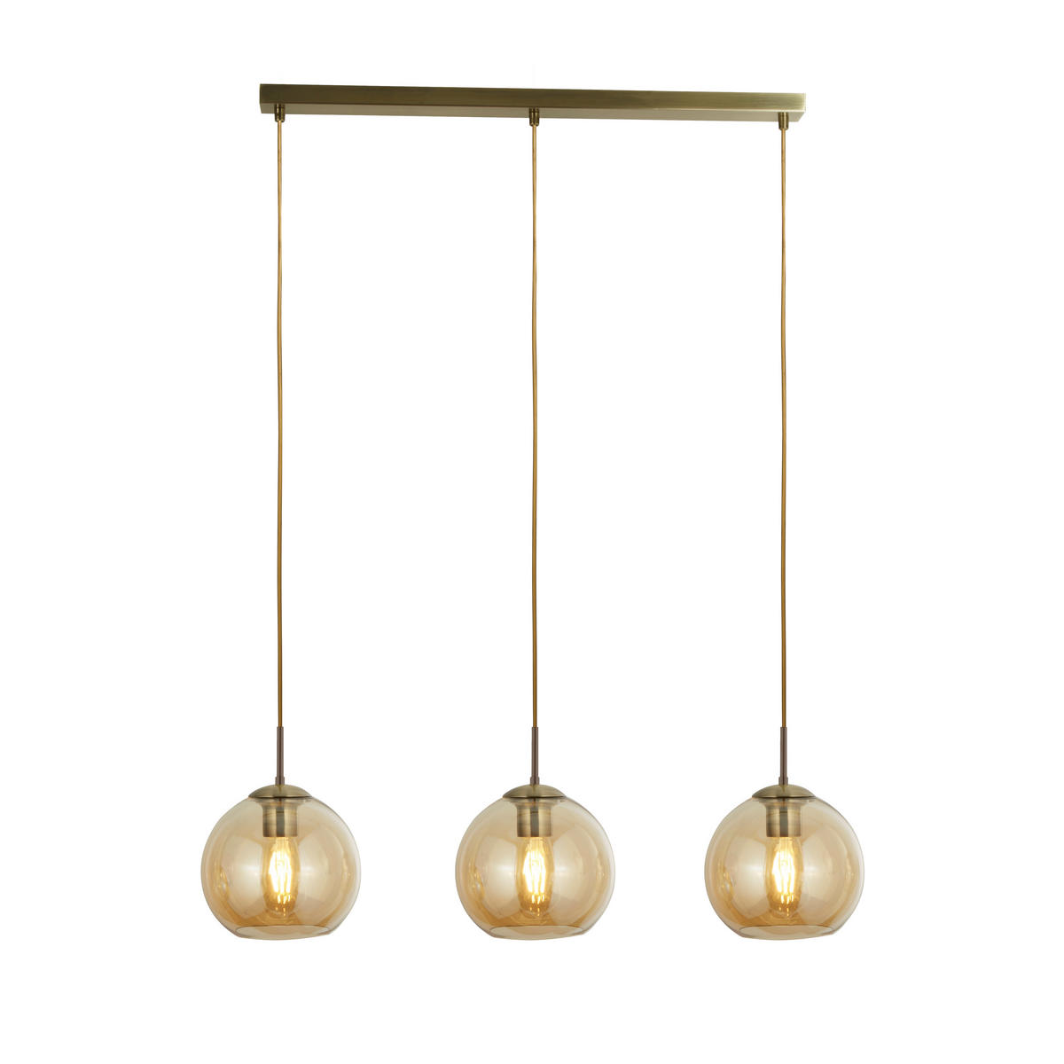 HÄNGLAMPA Balls 86/20/150 cm  - bärnstensfärgad/mässingsfärgad, Klassisk, metall/glas (86/20/150cm)