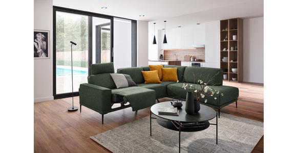 ECKSOFA  in Flachgewebe Grün  260/210 cm  - Schwarz/Grün, Design, Textil/Metall (260/210cm) - Johann Jakob