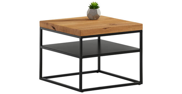 COUCHTISCH Eiche massiv 50/50/40 cm quadratisch  - Schwarz, Design, Holz/Metall (50/50/40cm) - Novel